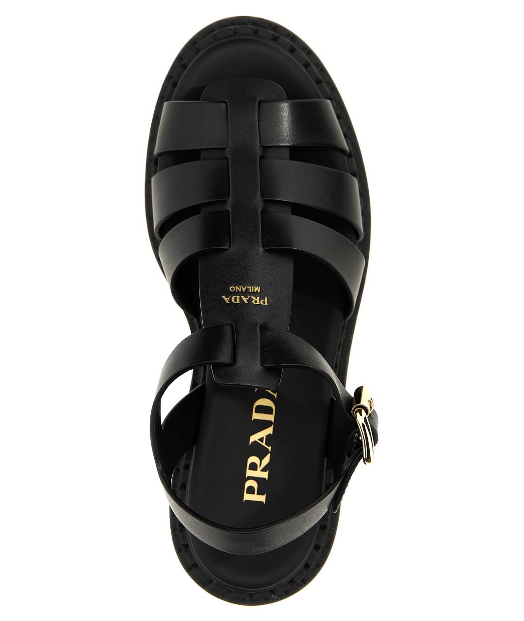 PRADA Черные кожаные сандалии, фото 4