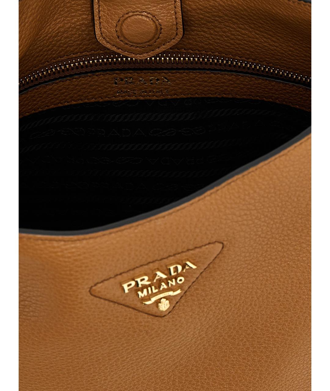 PRADA Коричневая кожаная сумка через плечо, фото 4