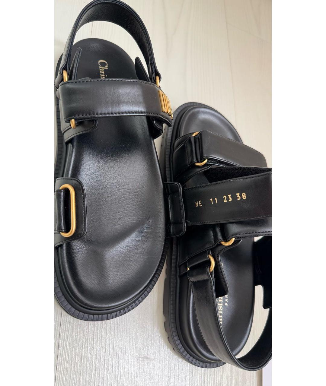 CHRISTIAN DIOR Черные кожаные сандалии, фото 5