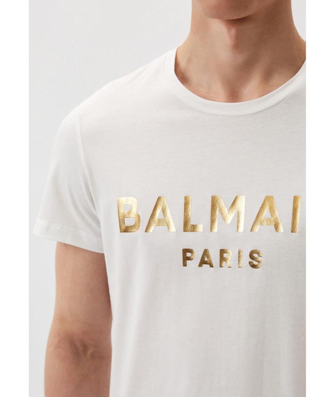 BALMAIN Белая хлопковая футболка, фото 4