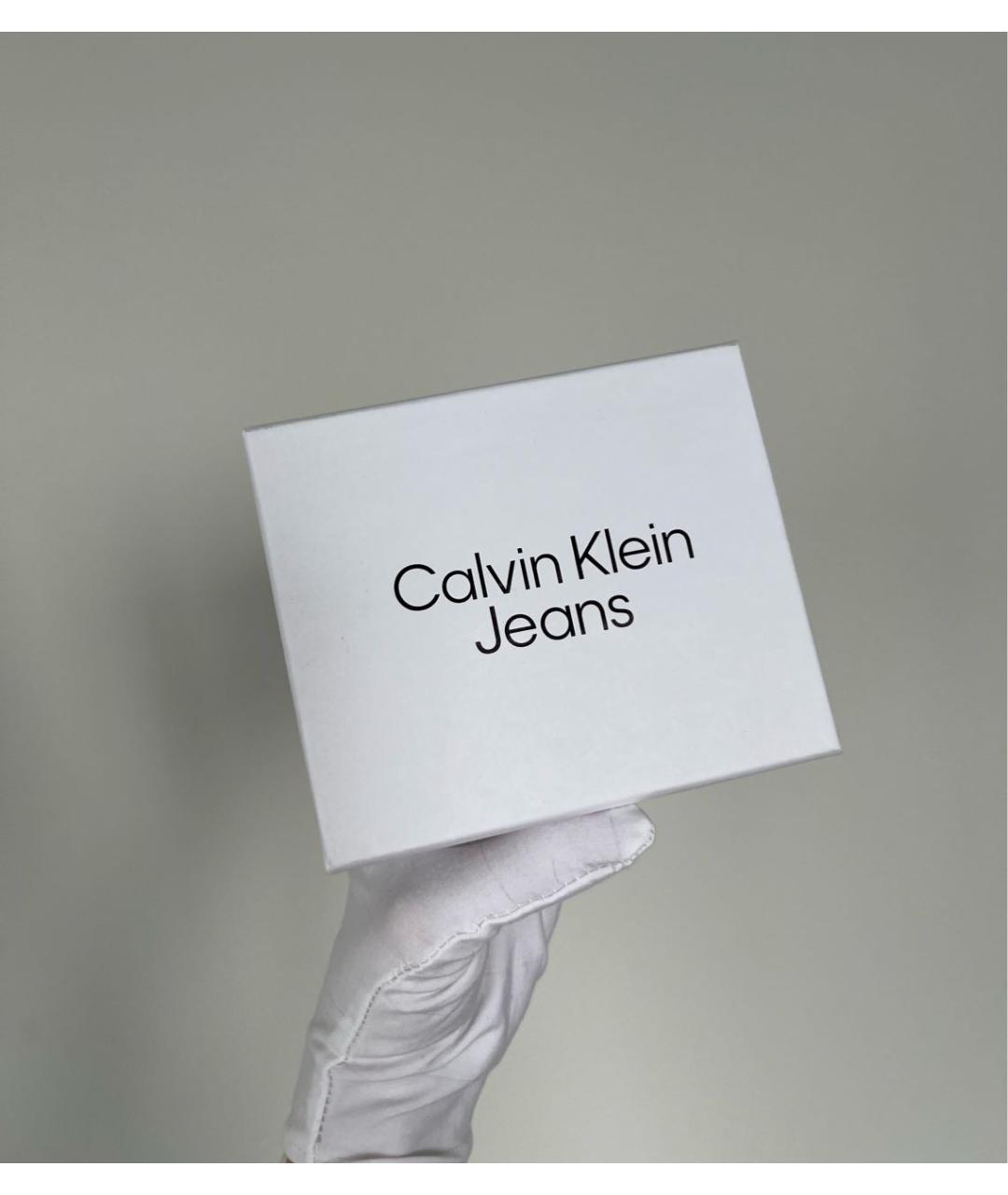 CALVIN KLEIN JEANS Черный кожаный кошелек, фото 3