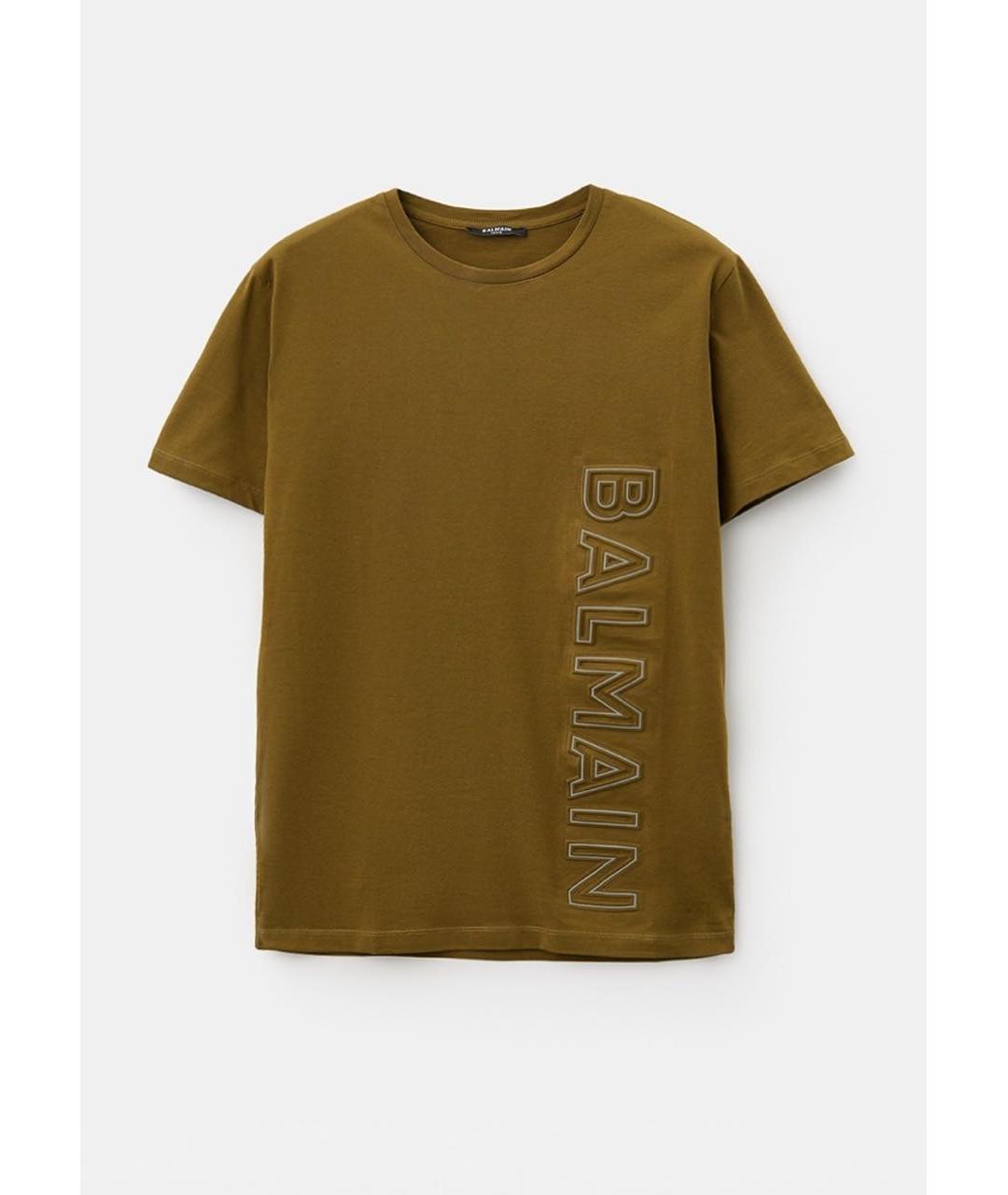 BALMAIN Хаки хлопковая футболка, фото 5