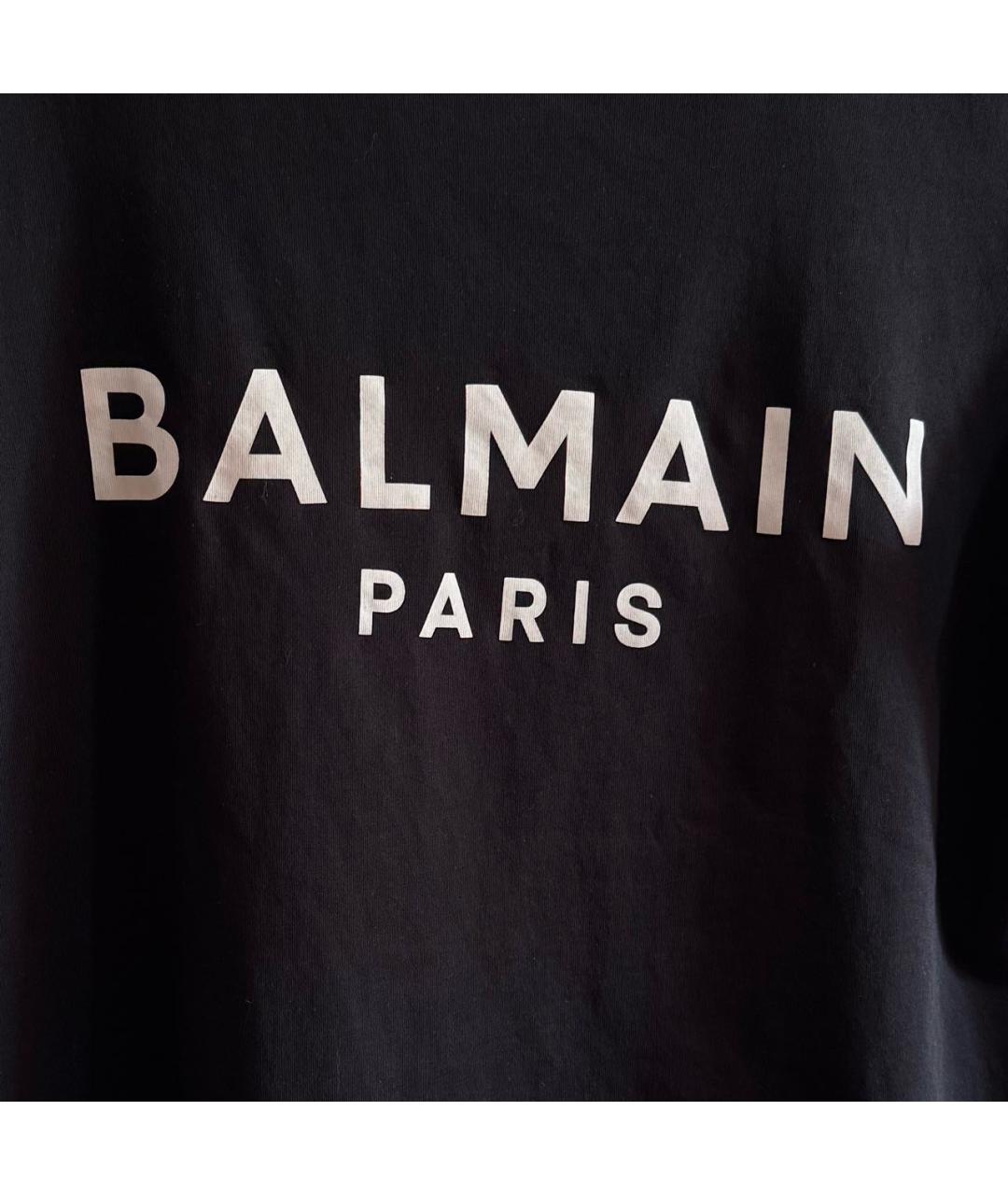 BALMAIN Черная хлопковая футболка, фото 3