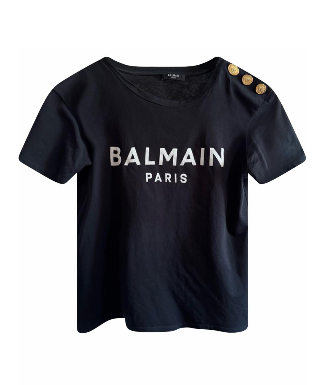 BALMAIN Черная хлопковая футболка, фото 1