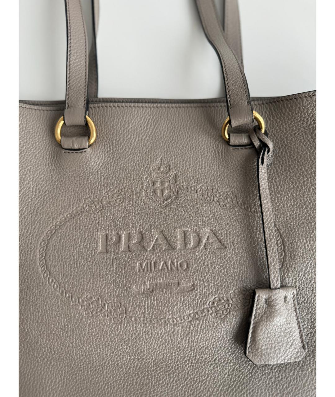 PRADA Серая кожаная сумка тоут, фото 5