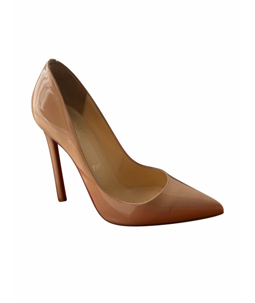 CHRISTIAN LOUBOUTIN Бежевые туфли из лакированной кожи, фото 1