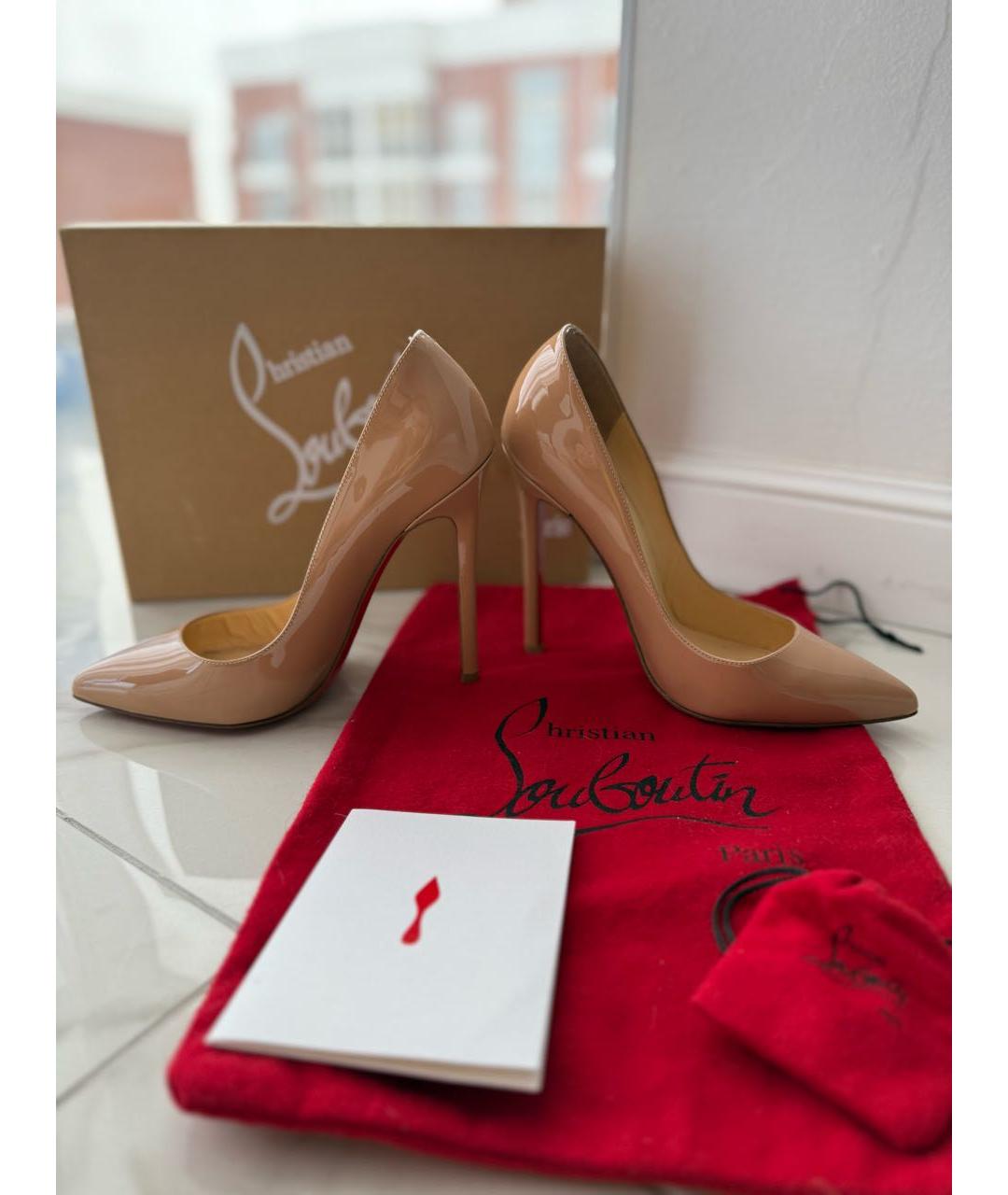 CHRISTIAN LOUBOUTIN Бежевые туфли из лакированной кожи, фото 4