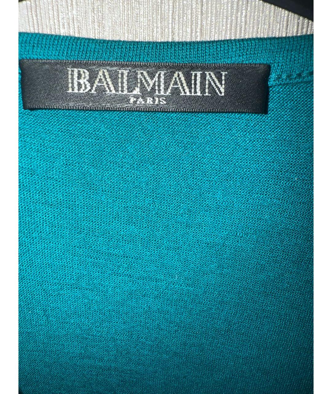 BALMAIN Бирюзовый шерстяной джемпер / свитер, фото 4