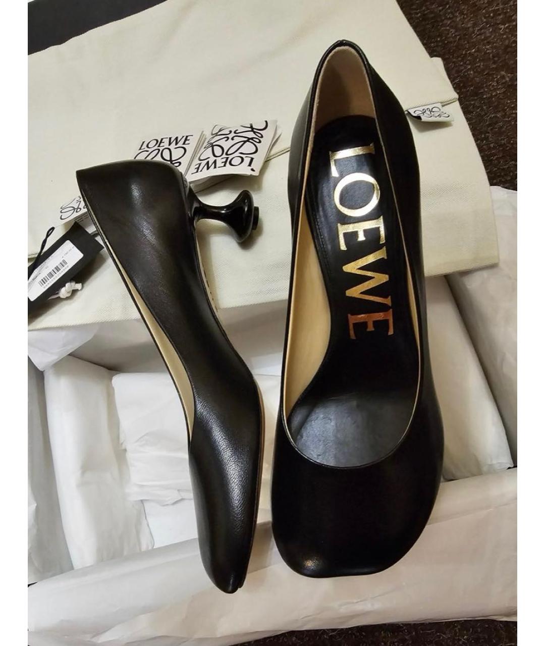 LOEWE Черные кожаные туфли, фото 8
