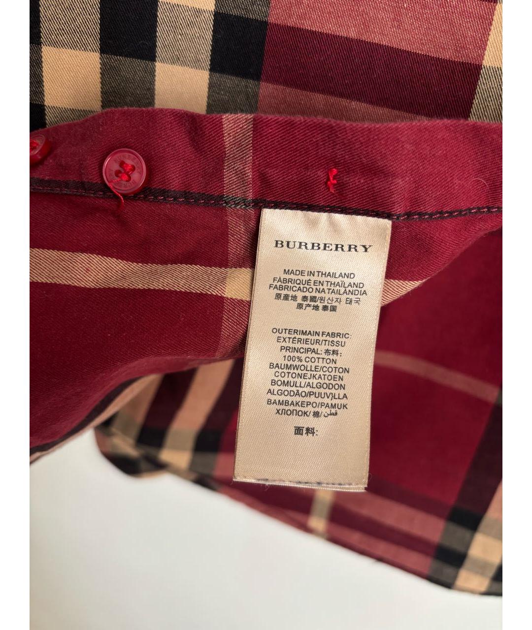 BURBERRY Красная хлопковая кэжуал рубашка, фото 2