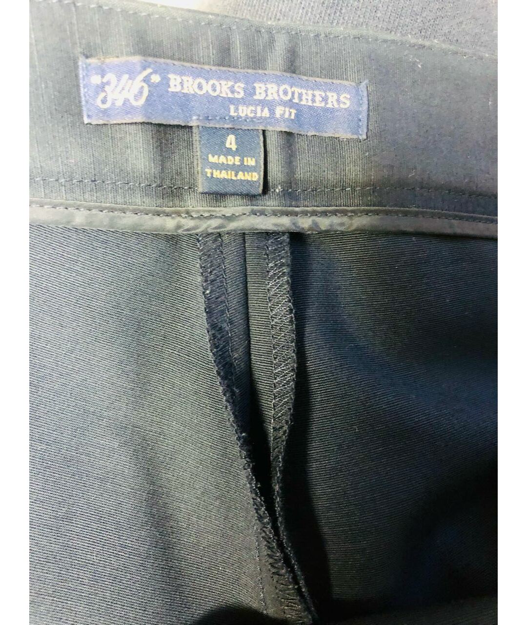 BROOKS BROTHERS Темно-синие хлопко-эластановые прямые брюки, фото 3