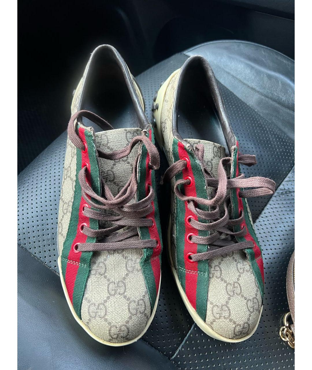GUCCI Коричневые кожаные кеды, фото 2