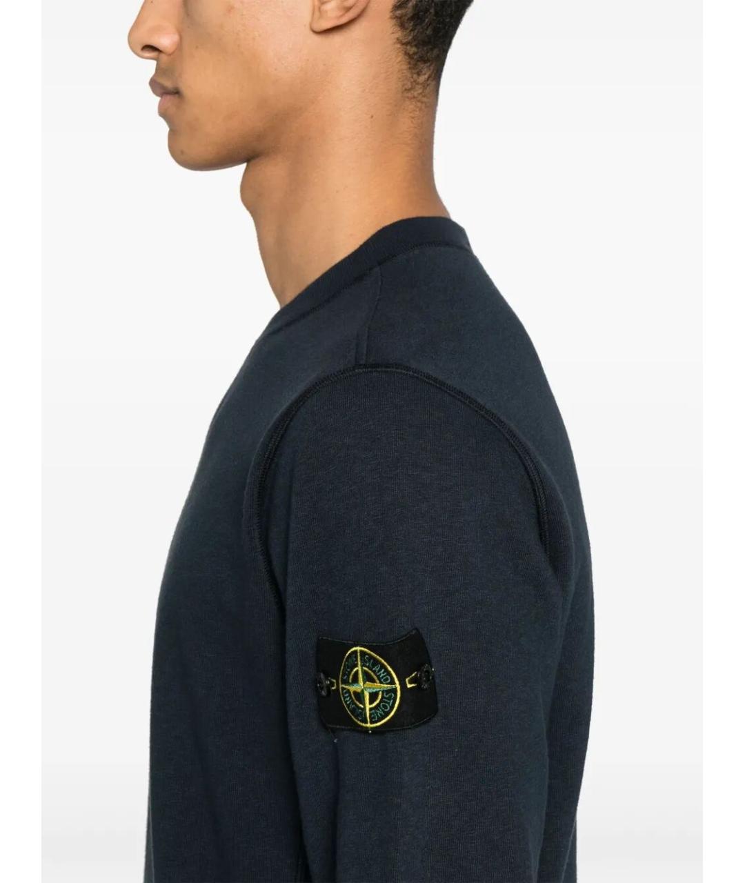 STONE ISLAND Темно-синий хлопковый джемпер / свитер, фото 4