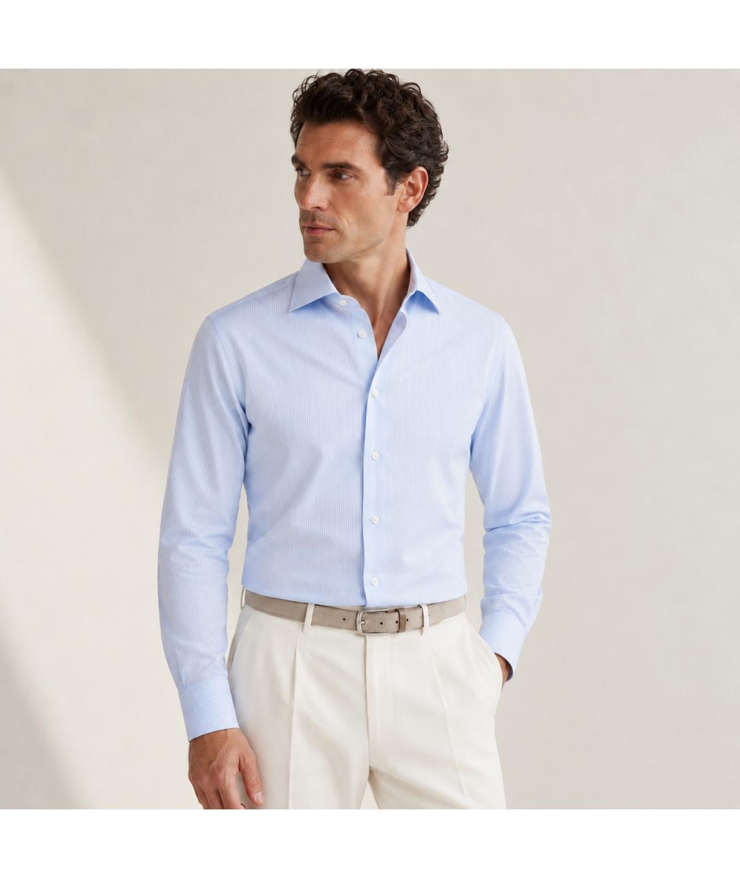 KITON Голубая хлопковая классическая рубашка, фото 5