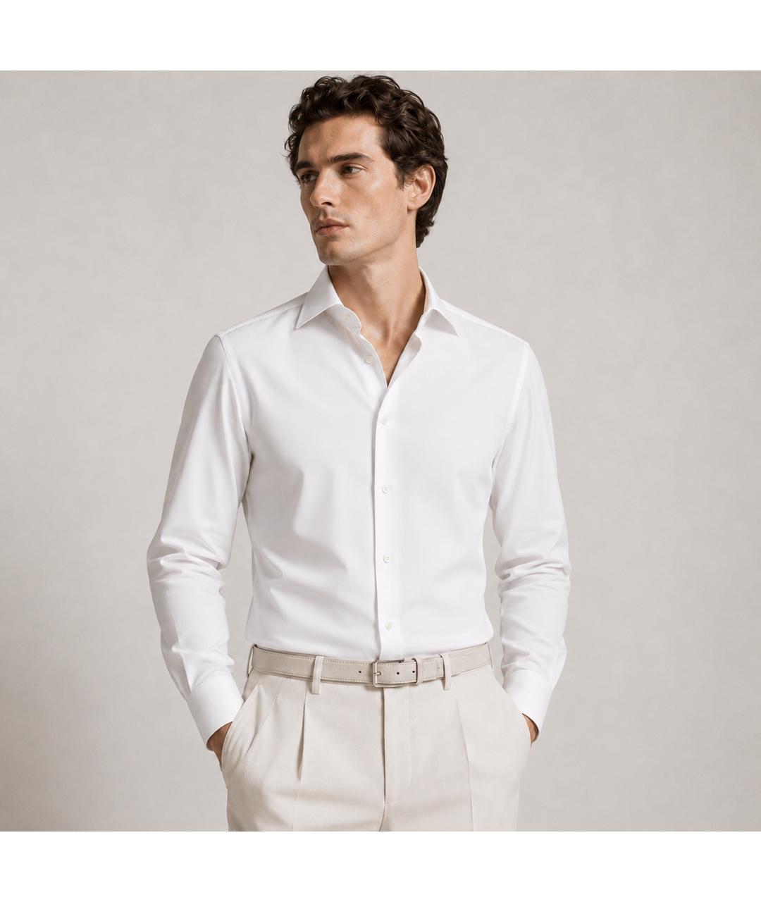 KITON Белая хлопковая классическая рубашка, фото 5