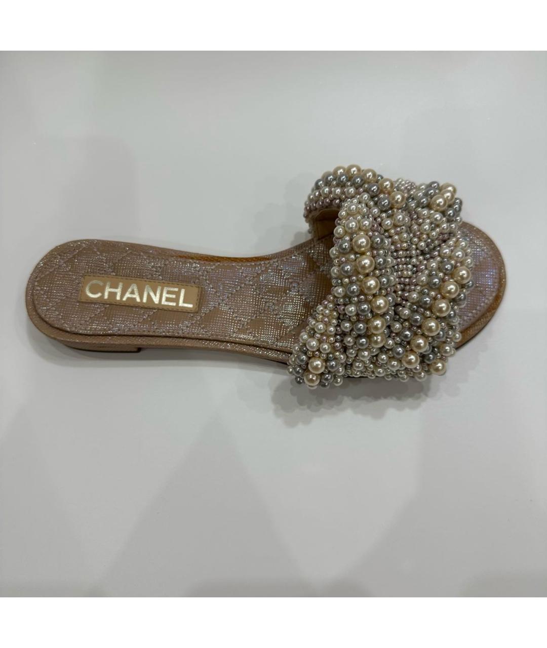 CHANEL Бежевые шлепанцы, фото 6