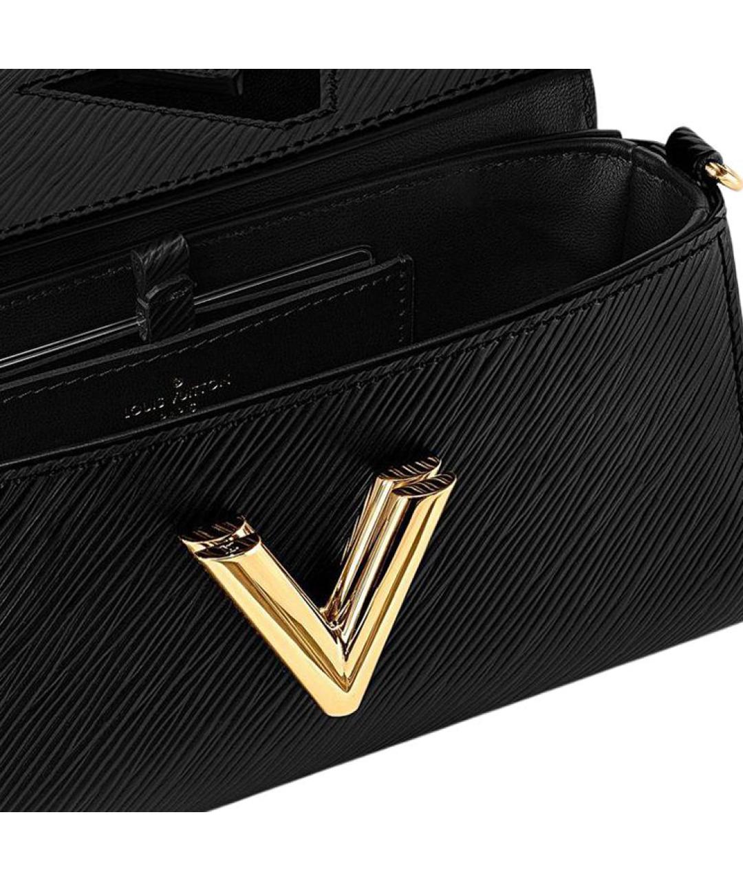 LOUIS VUITTON Черная кожаная сумка через плечо, фото 5