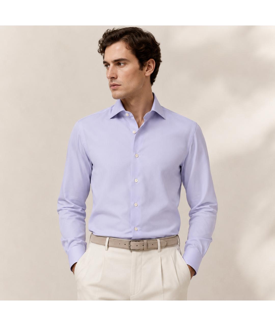 KITON Фиолетовая хлопковая классическая рубашка, фото 5