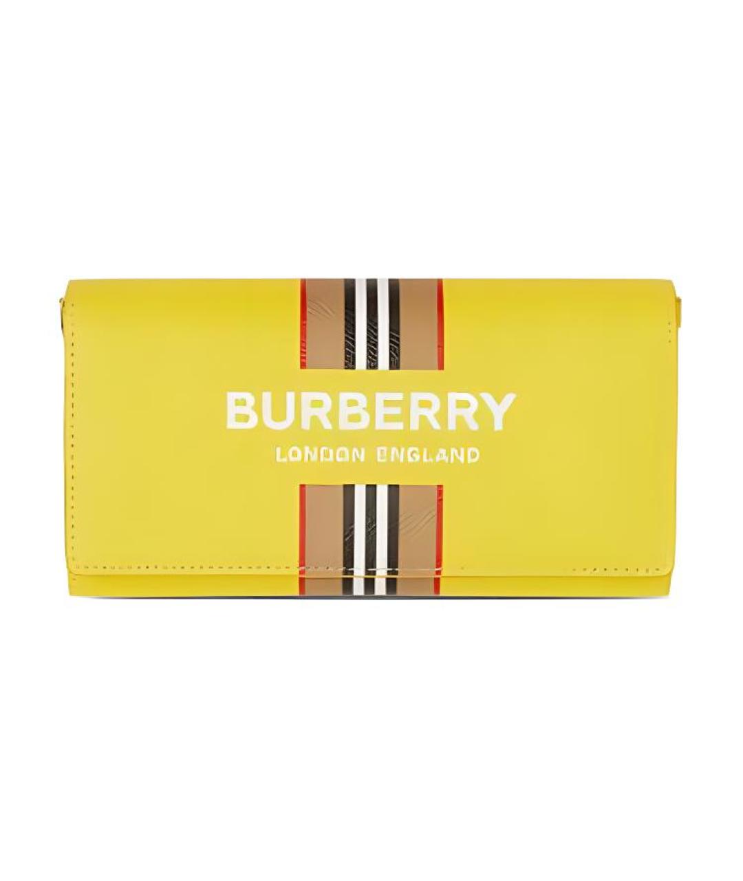 BURBERRY Желтый кожаный кошелек, фото 1