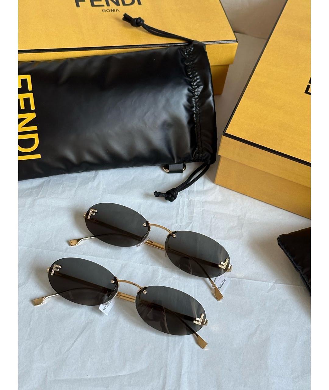 FENDI Черные металлические солнцезащитные очки, фото 3
