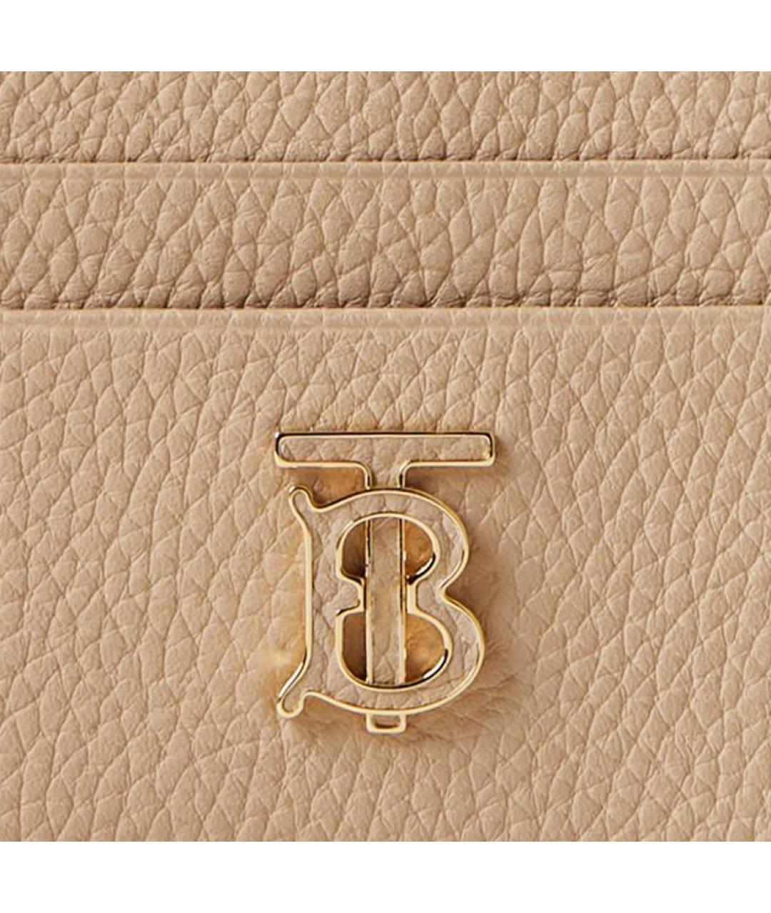 BURBERRY Бежевый кожаный кардхолдер, фото 4