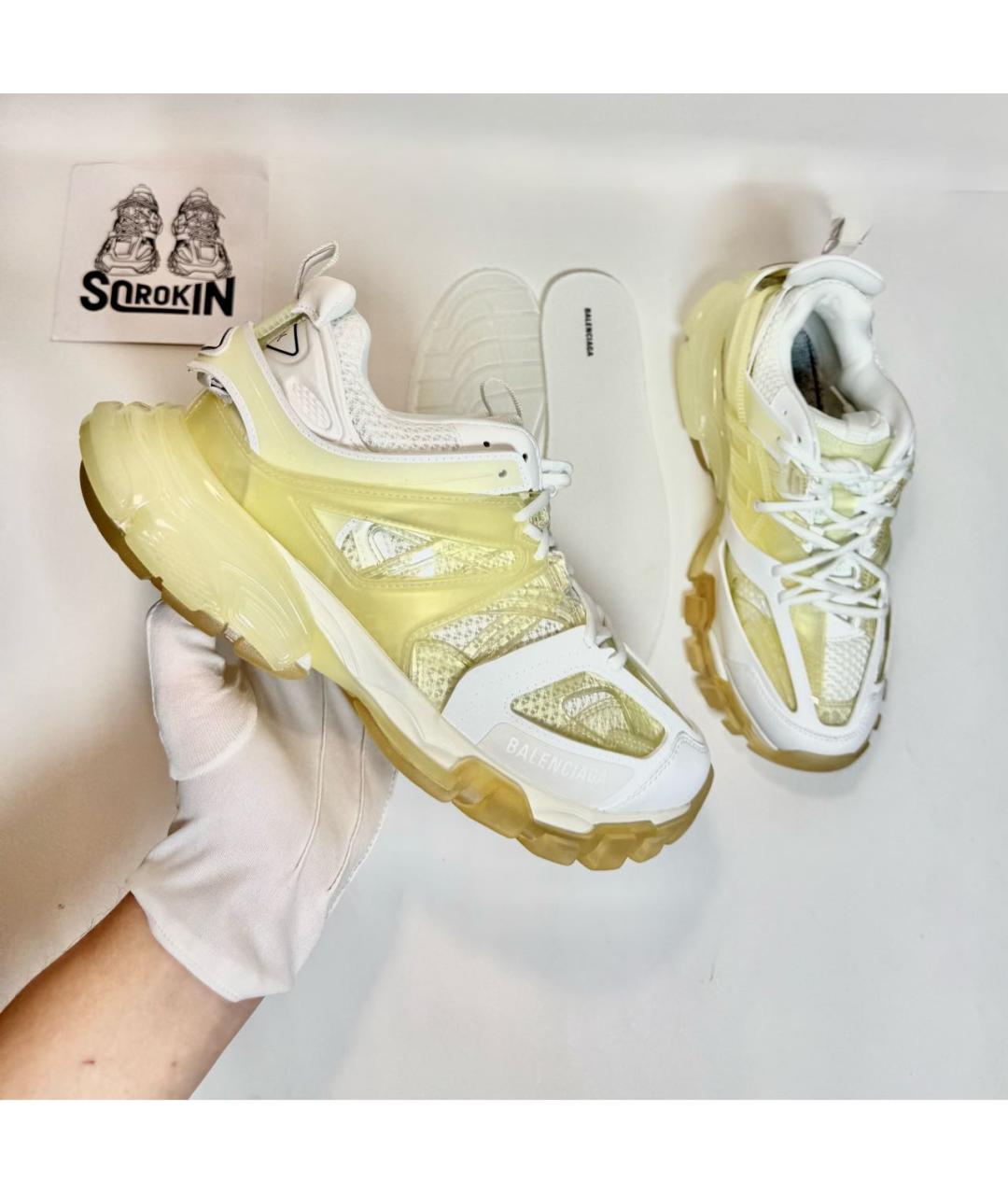 BALENCIAGA Белые кожаные низкие кроссовки / кеды, фото 6