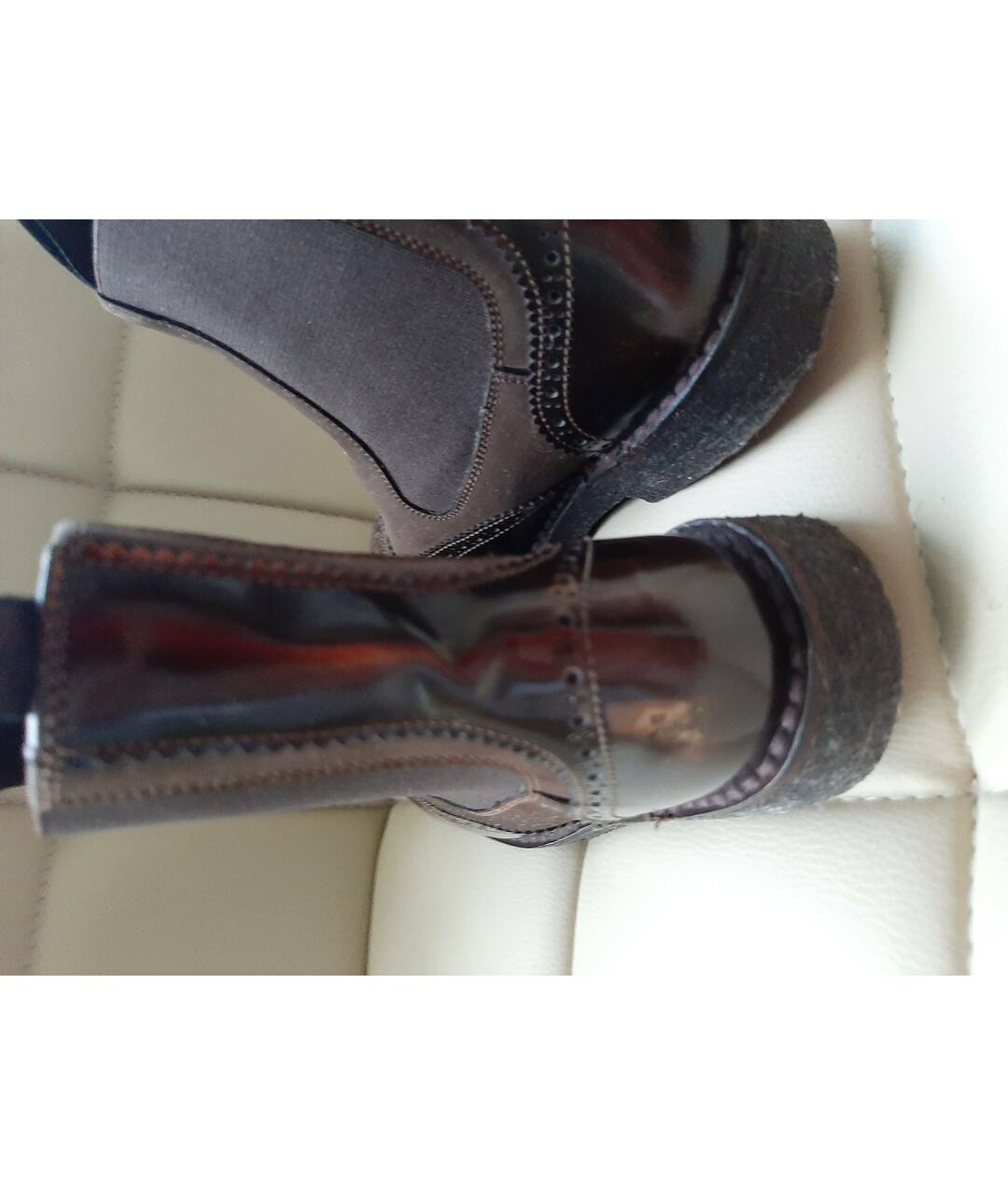 SANTONI Коричневые ботинки из лакированной кожи, фото 6