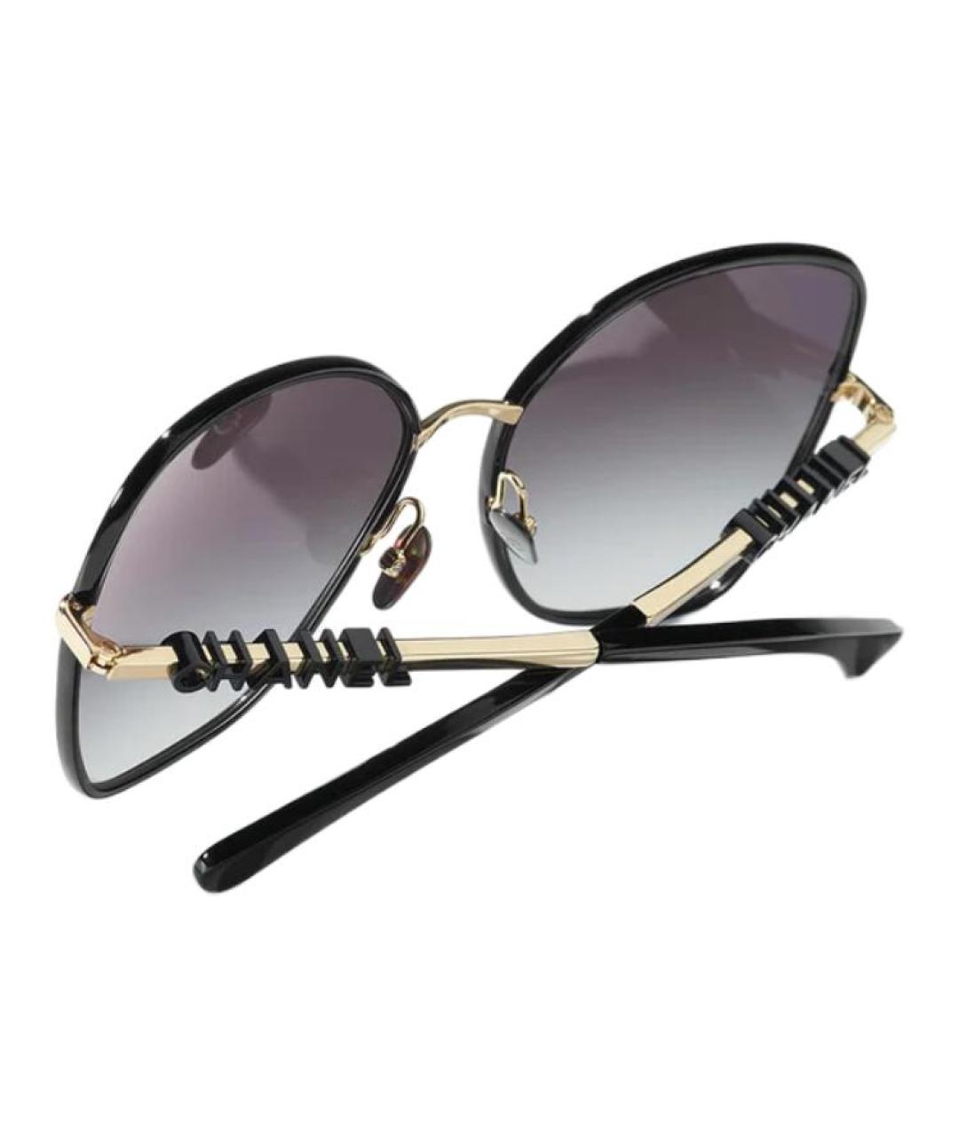 CHANEL Черные металлические солнцезащитные очки, фото 5