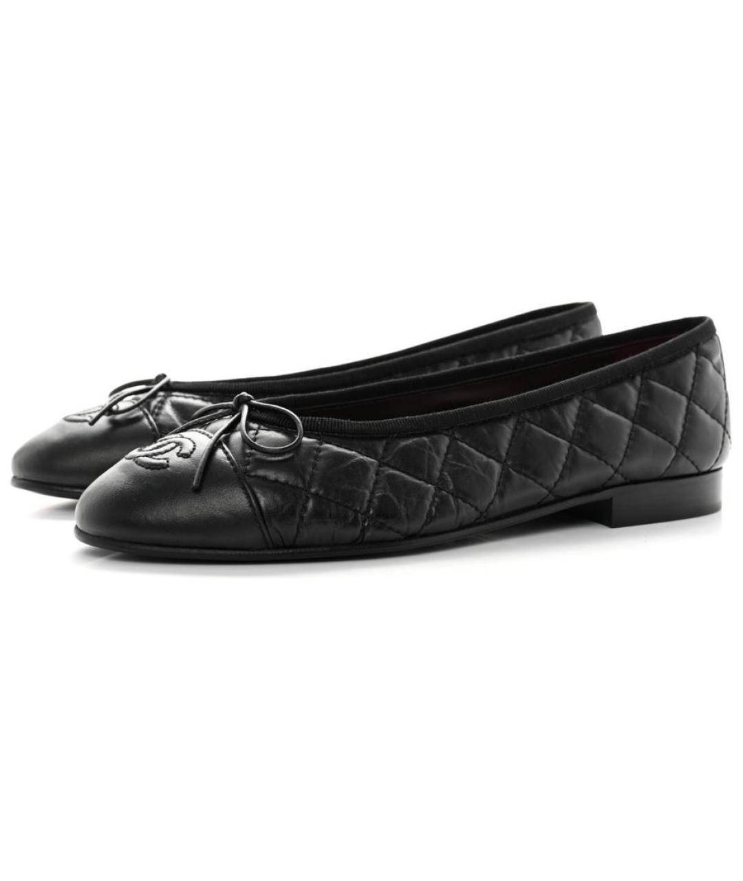 CHANEL Черные кожаные балетки, фото 5