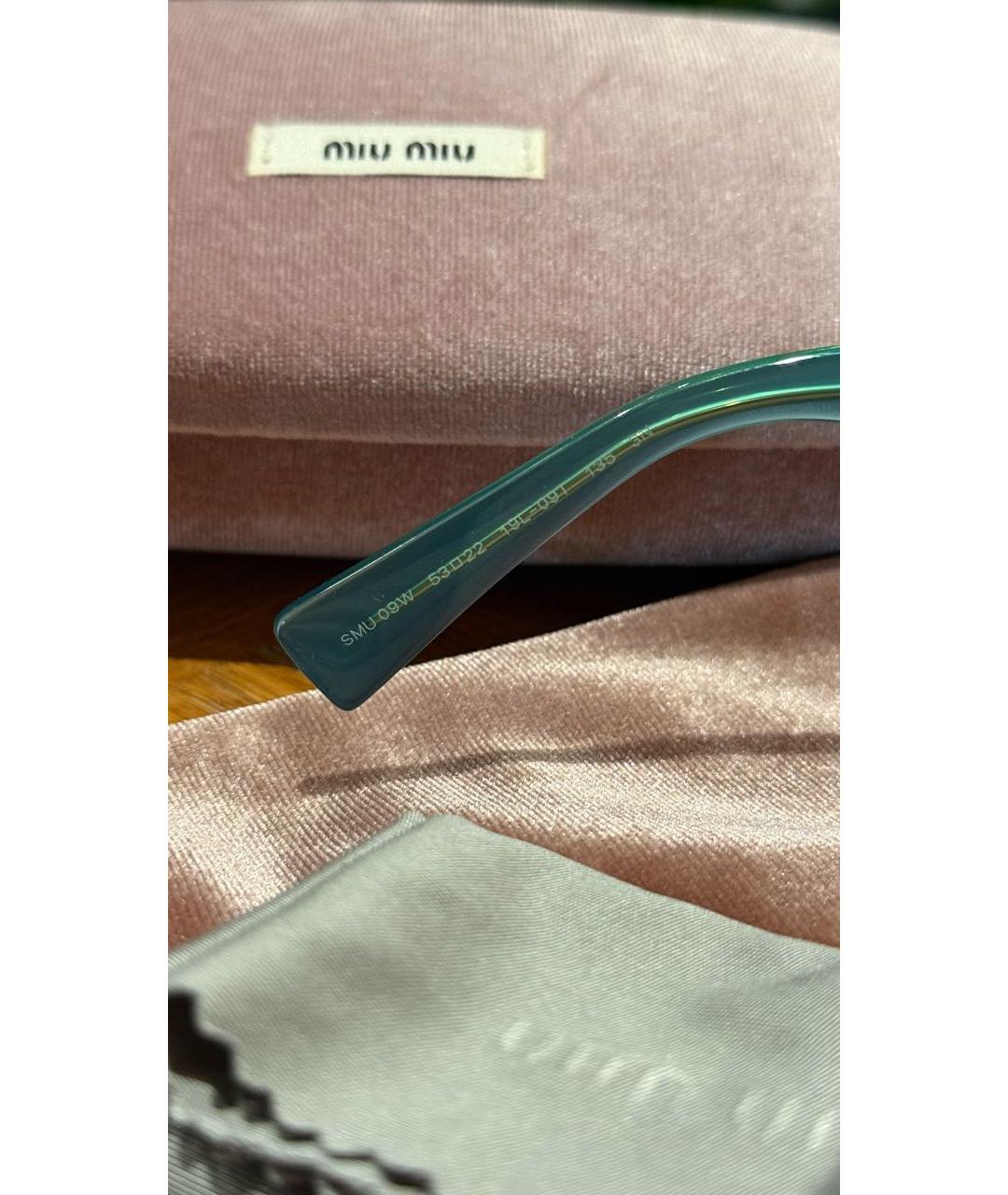 MIU MIU Бирюзовые пластиковые солнцезащитные очки, фото 5