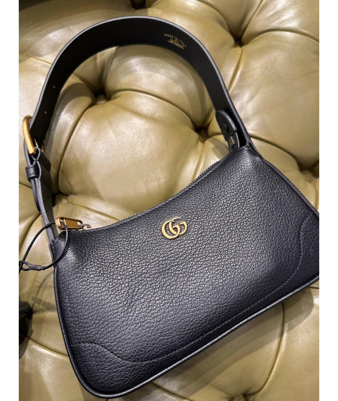 GUCCI Черная кожаная сумка с короткими ручками, фото 2