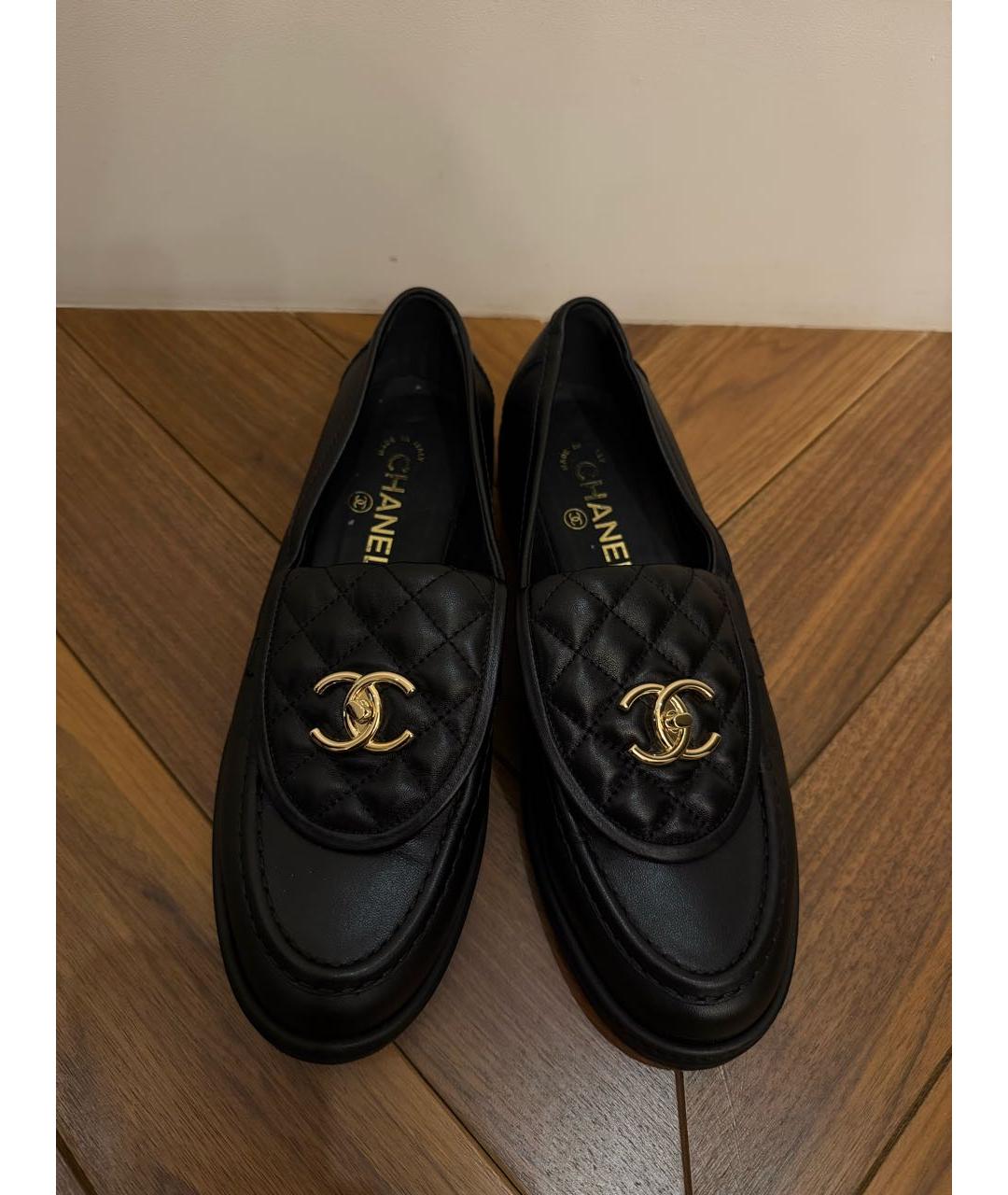 CHANEL Черные кожаные лоферы, фото 4