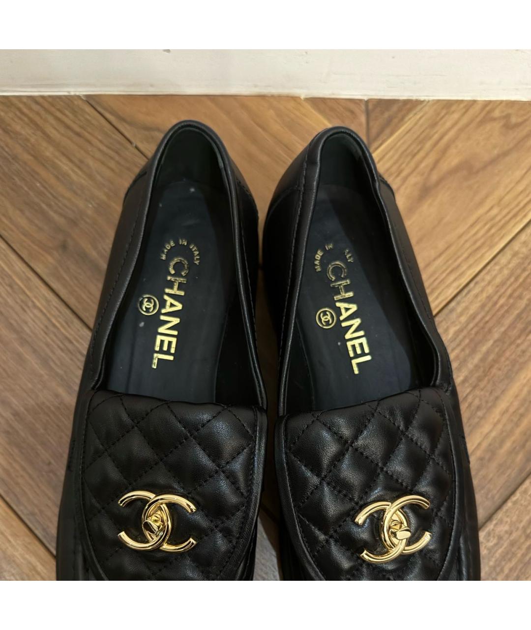 CHANEL Черные кожаные лоферы, фото 5