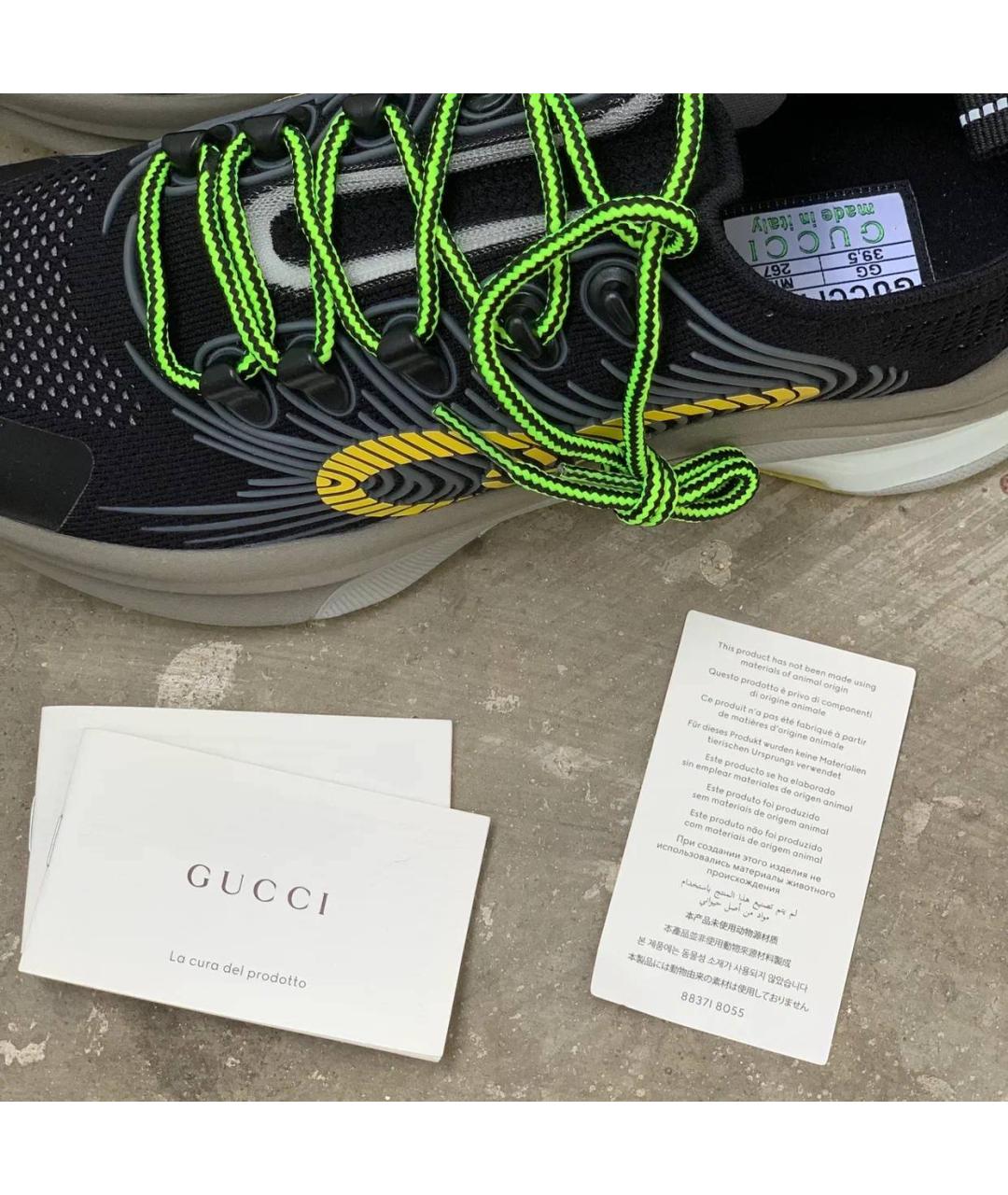 GUCCI Черные синтетические низкие кроссовки / кеды, фото 7
