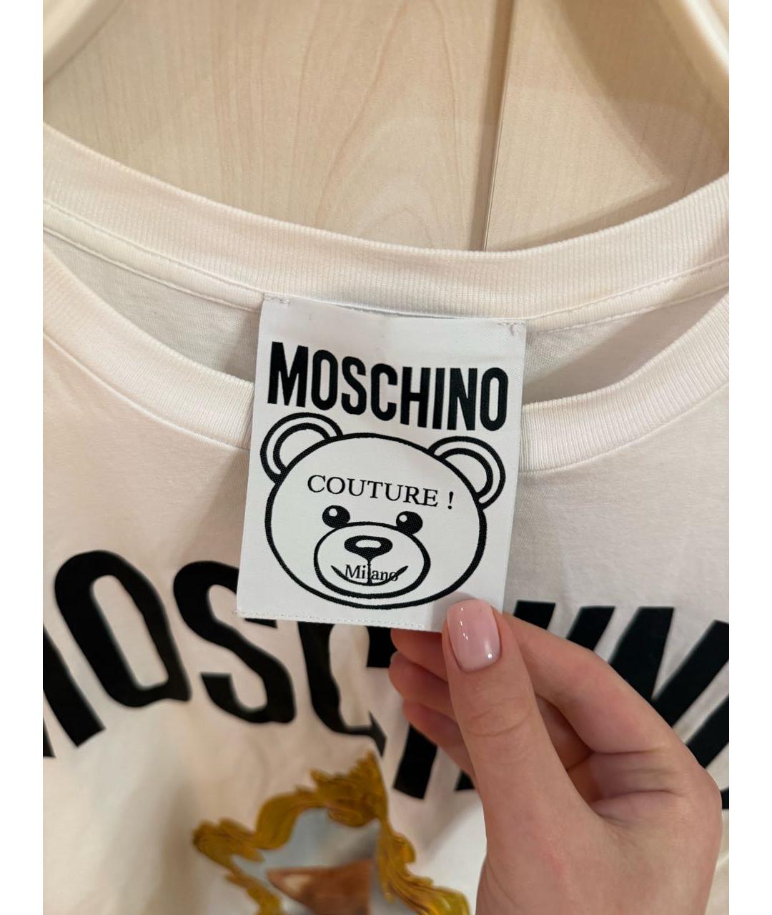 MOSCHINO Белая хлопковая футболка, фото 3