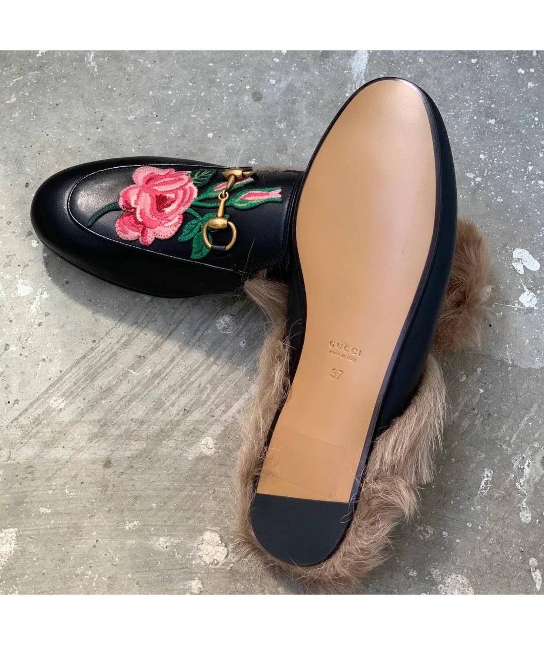 GUCCI Черные кожаные мюли, фото 4