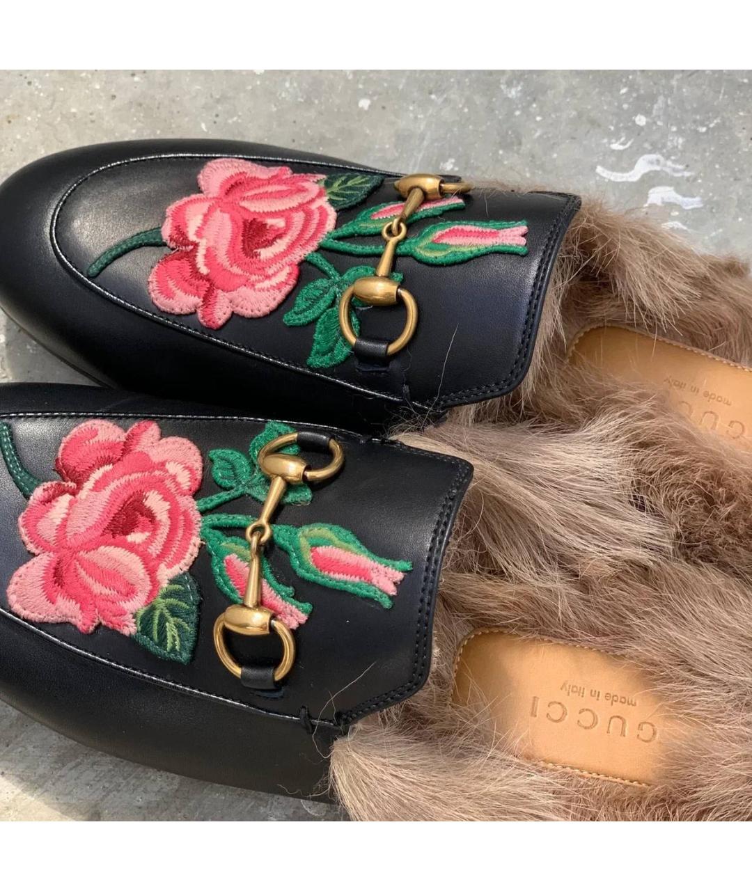 GUCCI Черные кожаные мюли, фото 5