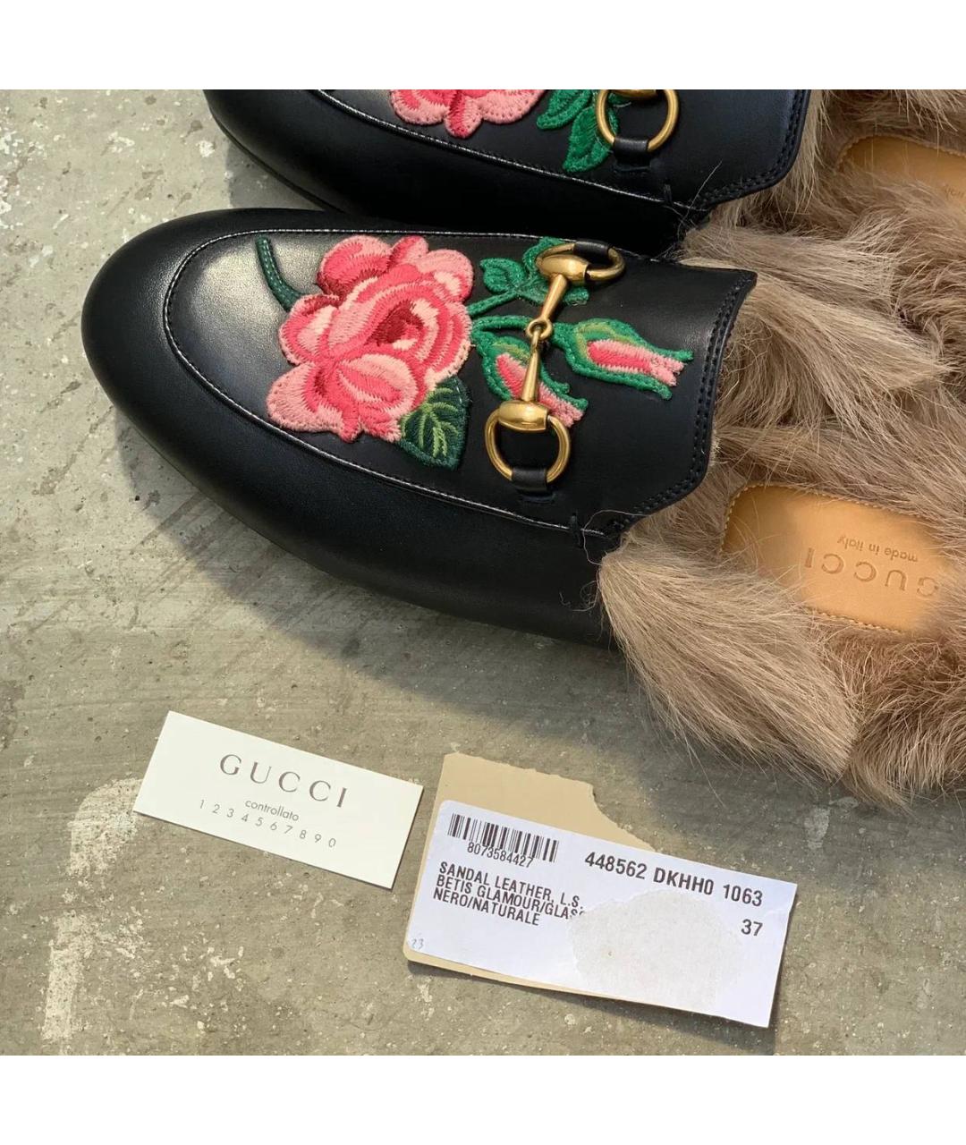 GUCCI Черные кожаные мюли, фото 6