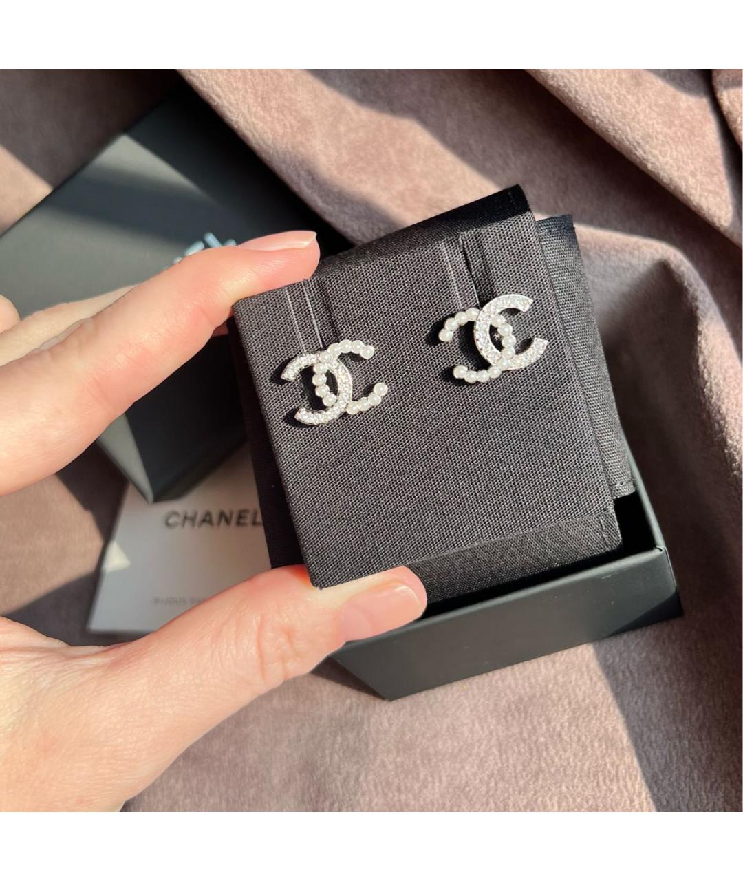 CHANEL Серебряные металлические серьги, фото 2
