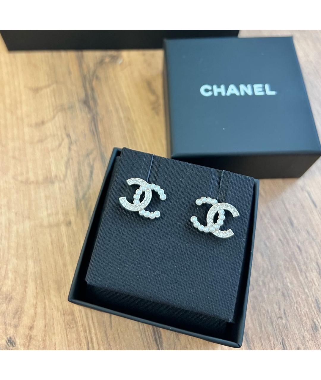 CHANEL Серебряные металлические серьги, фото 4