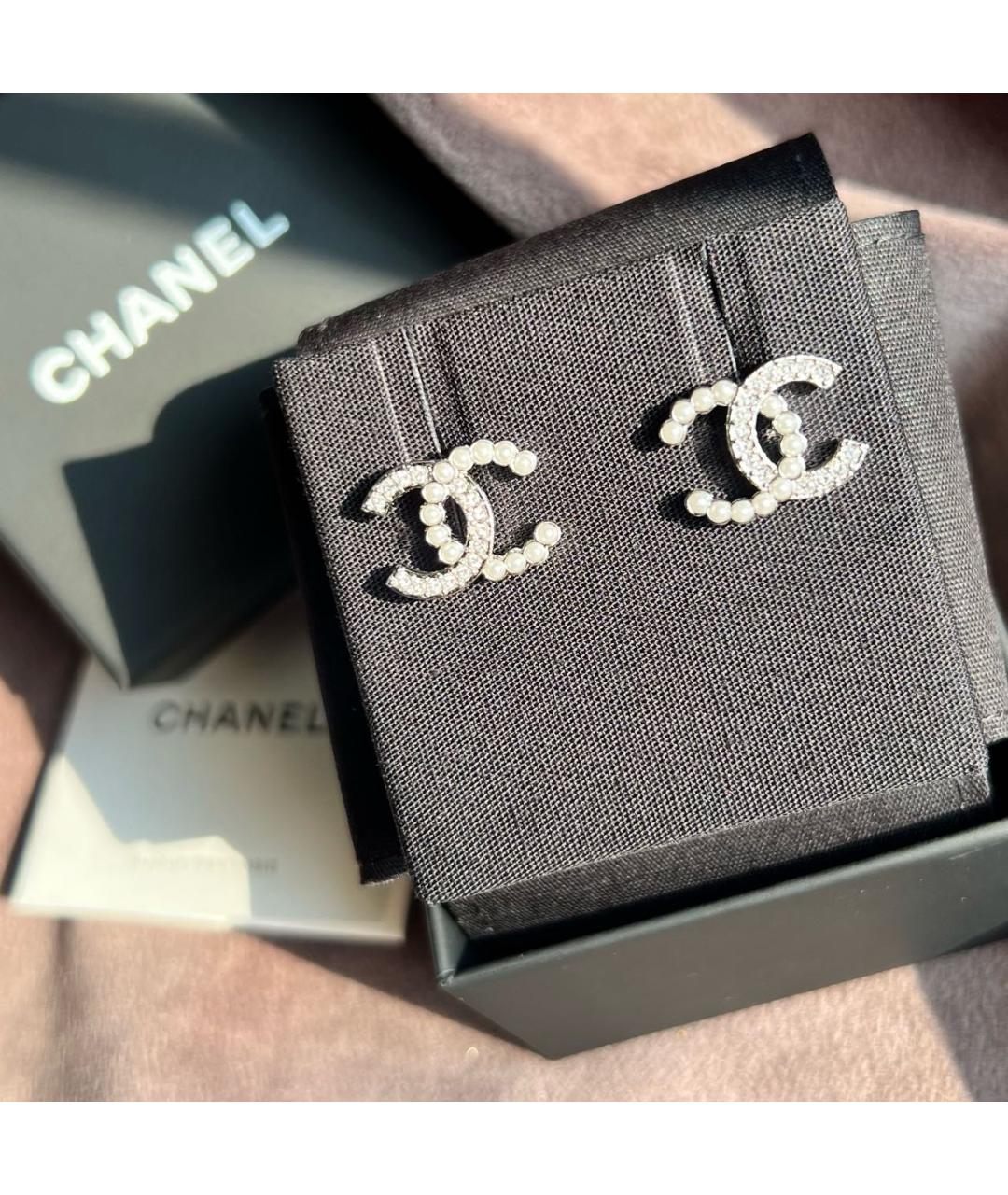 CHANEL Серебряные металлические серьги, фото 3