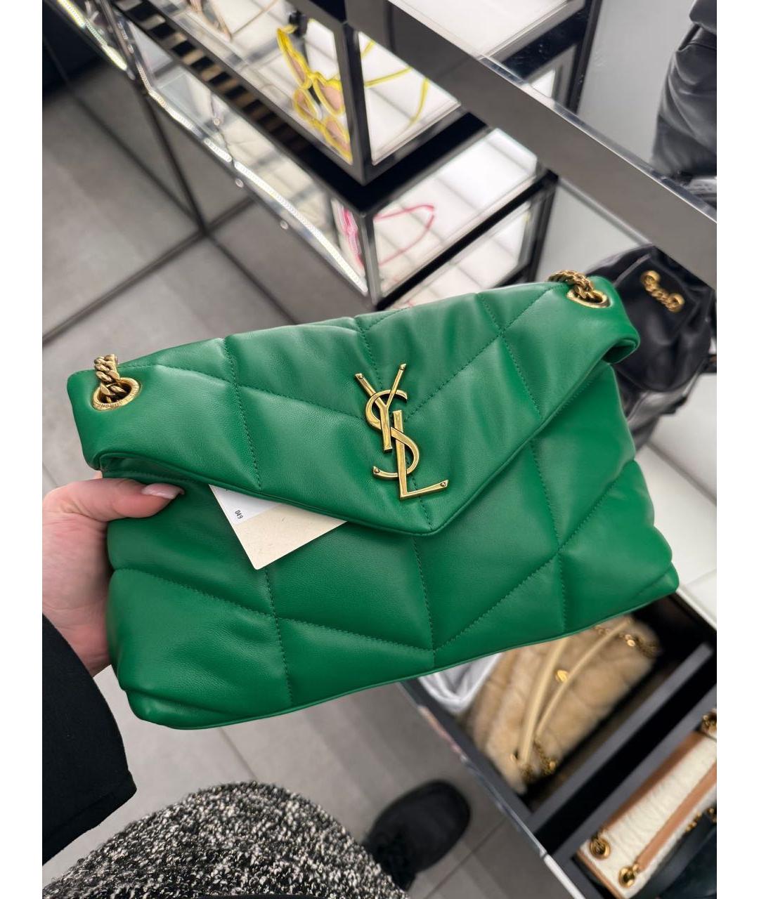 SAINT LAURENT Зеленая кожаная сумка через плечо, фото 2