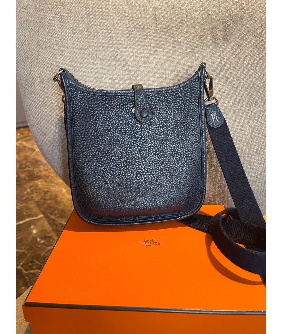 HERMES Темно-синяя кожаная сумка через плечо, фото 3