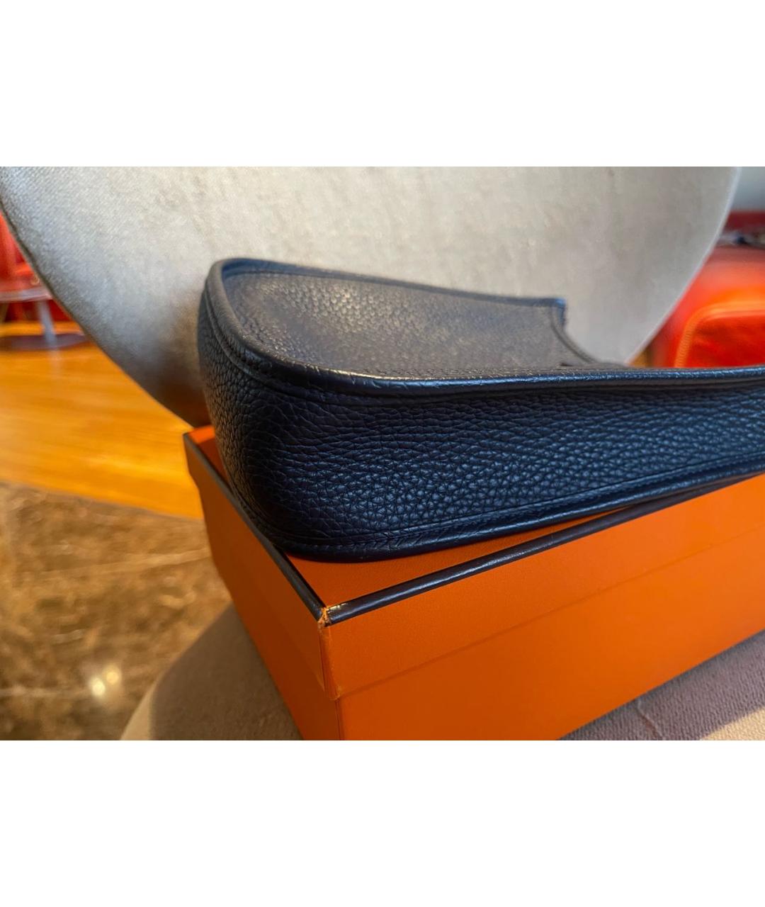 HERMES Темно-синяя кожаная сумка через плечо, фото 7