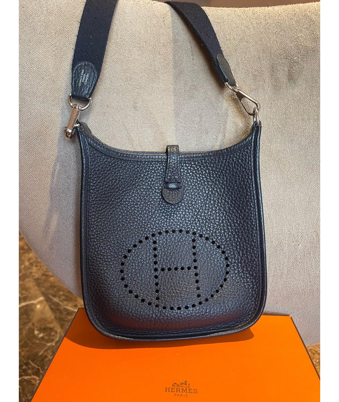 HERMES Темно-синяя кожаная сумка через плечо, фото 8