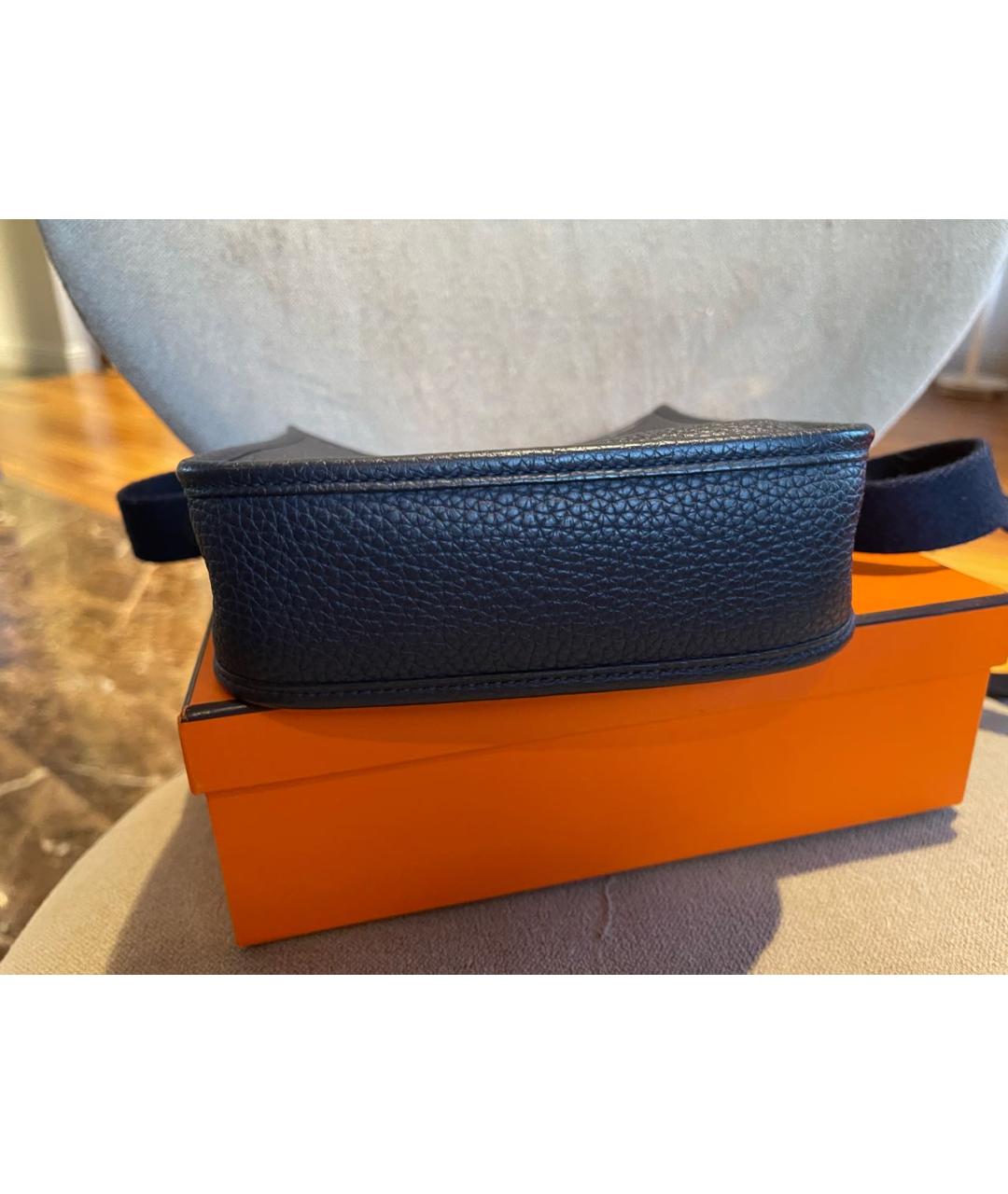 HERMES Темно-синяя кожаная сумка через плечо, фото 5