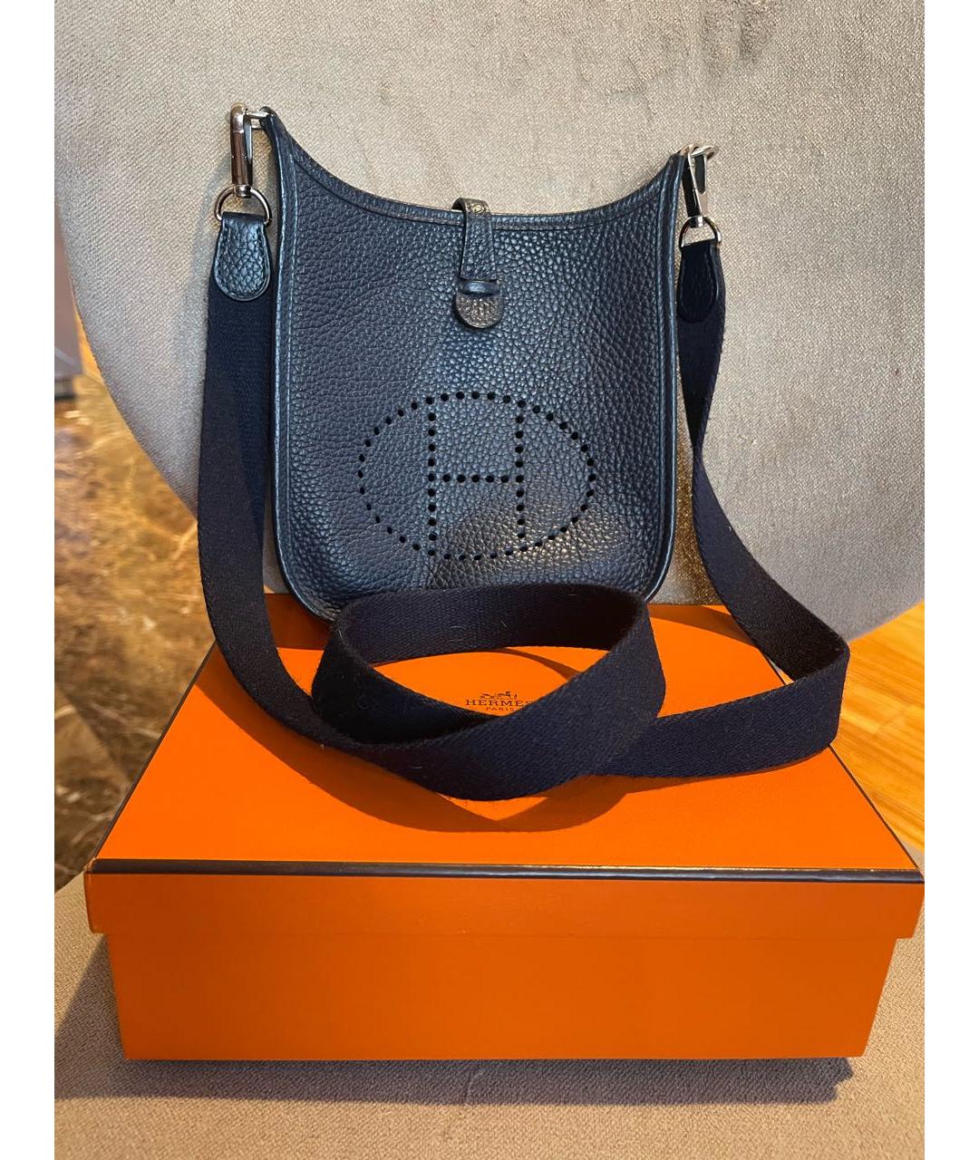 HERMES Темно-синяя кожаная сумка через плечо, фото 2