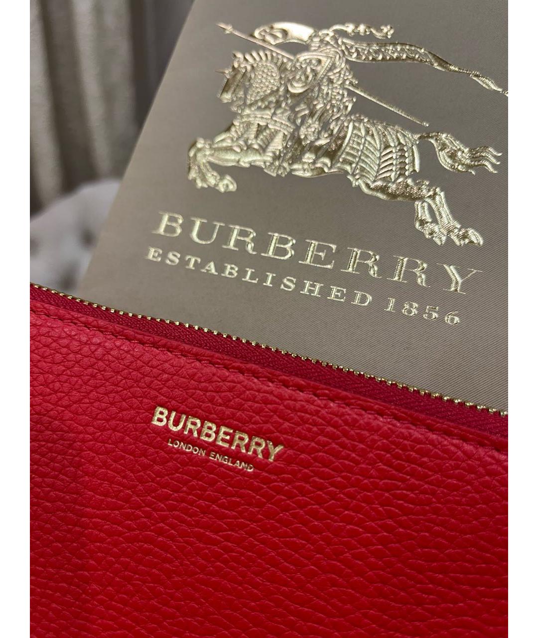 BURBERRY Красный кожаный кошелек, фото 7