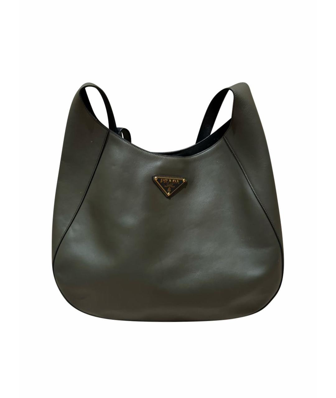 PRADA Хаки кожаная сумка тоут, фото 1