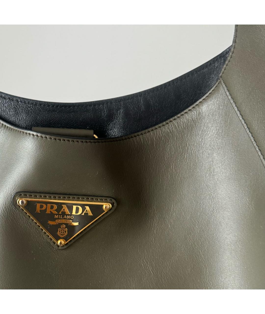 PRADA Хаки кожаная сумка тоут, фото 2